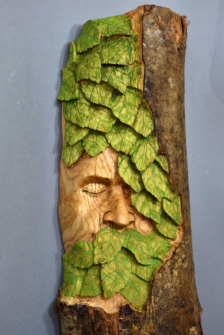 wooden face carving