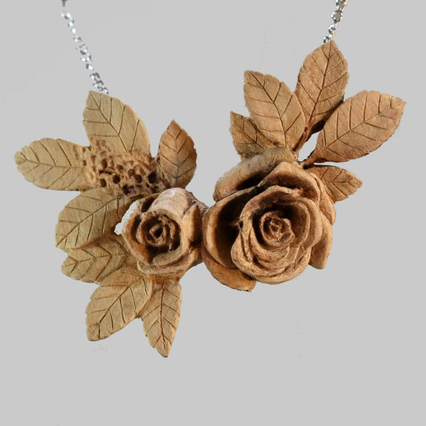 wooden rose necklace