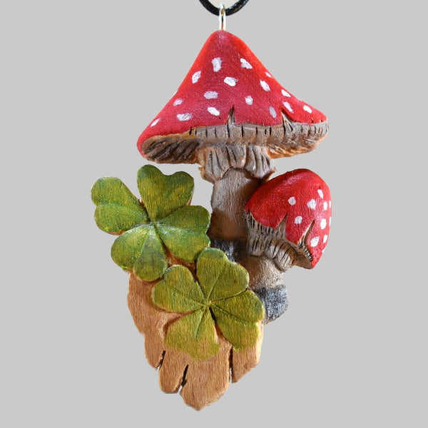 mushroom wood pendant