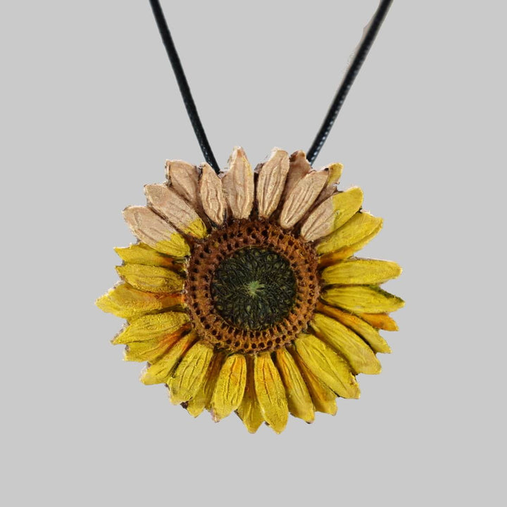 sunflower wood pendant