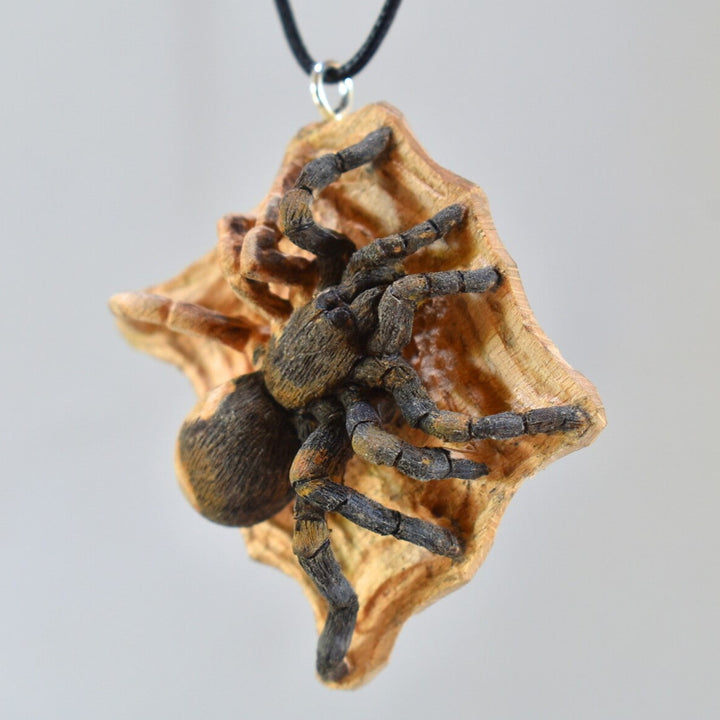 wooden tarantula necklace