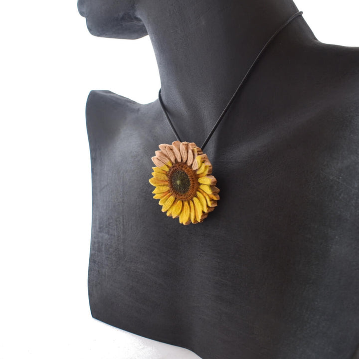 wooden jewelry sun flower
