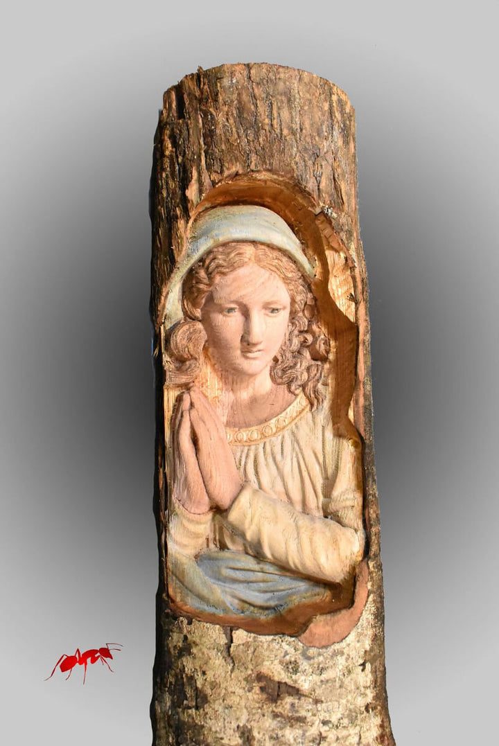 scultura madonna in legno