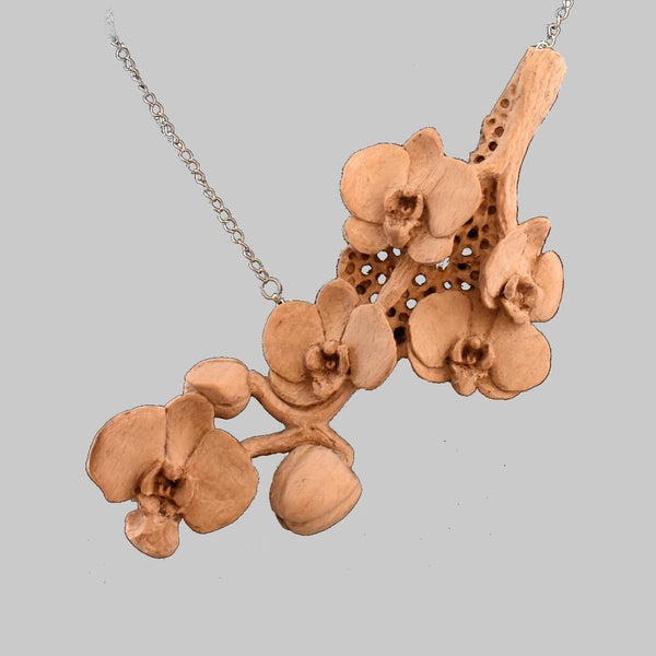 wood orchid necklace