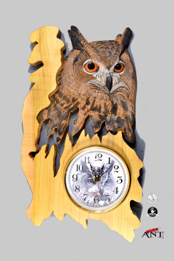 owl wood wall clock