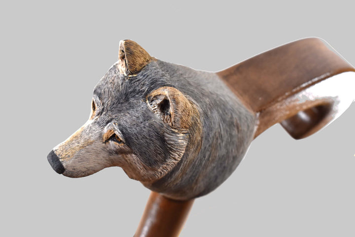 Handmade wooden walking canes wolf walking stick,carved wolf head,wolf gift ideas - AntSarT 