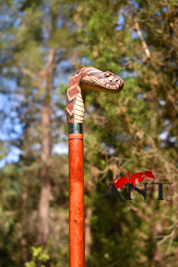 wooden snake head walking stick