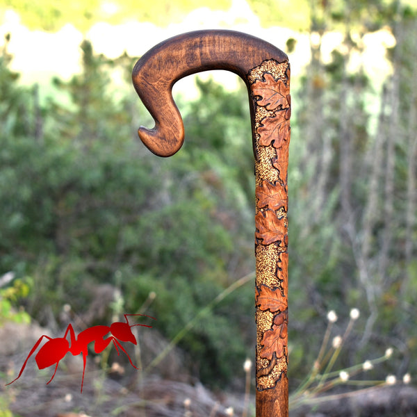 Shepherd Crook handle oak leaves