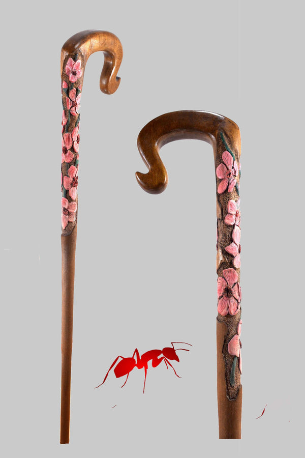 Shepherd Crook handle with cherry flowers