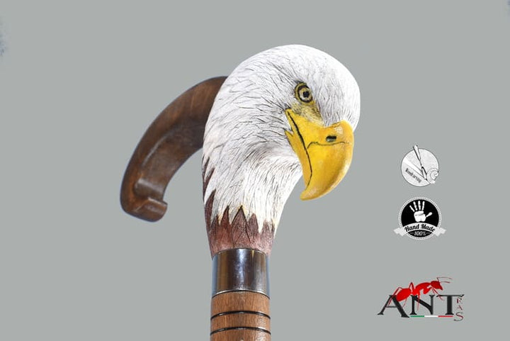 Custom walking canes,wooden bald eagle head walking cane,bird lovers - AntSarT 