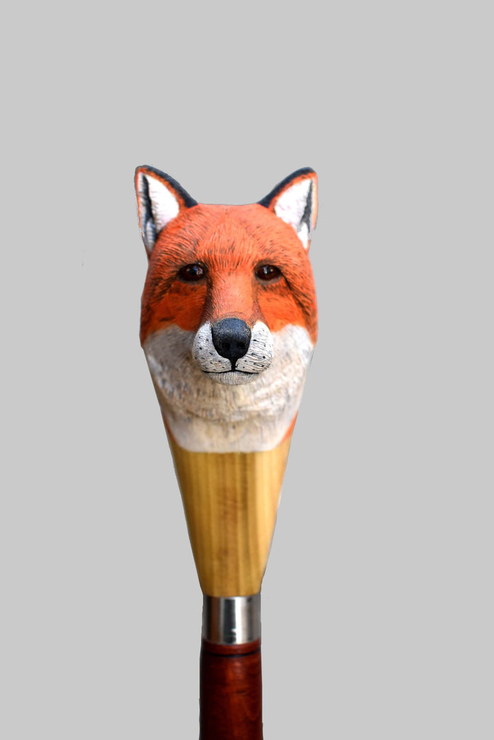 red fox wood hiking stick