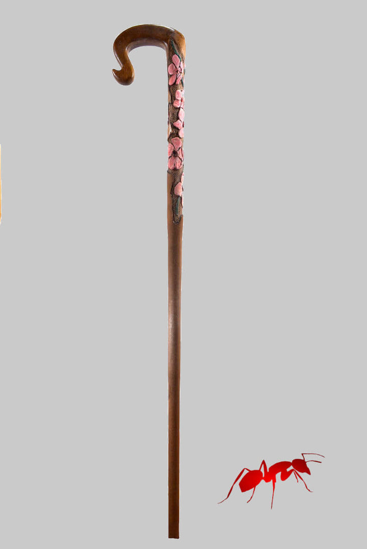 Wooden walking canes,custom cane handles cherry flower wood carving - AntSarT 