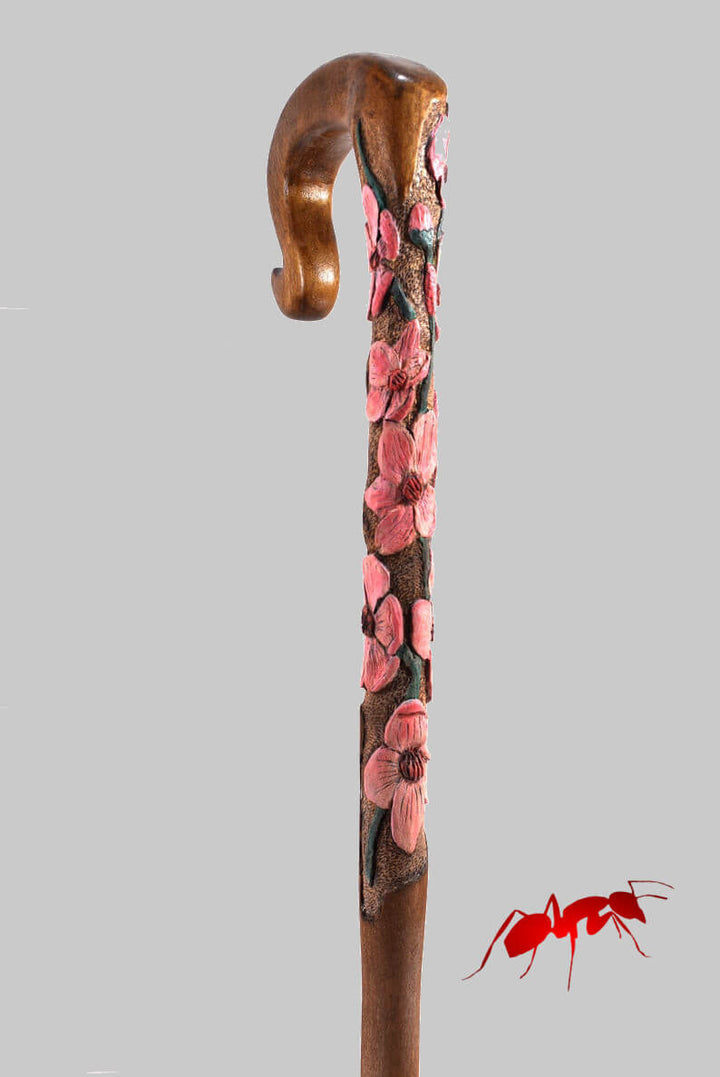 Wooden walking canes,custom cane handles cherry flower wood carving - AntSarT 
