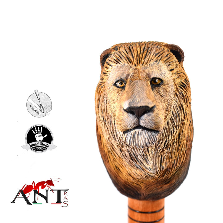 hand carved lion cane