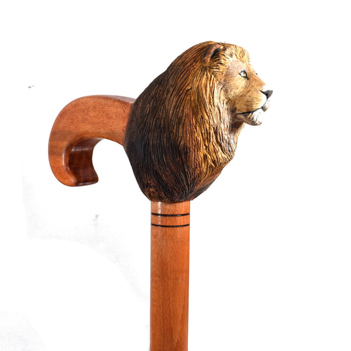 Handmade wooden walking canes lion head walking cane,custom wood gift - AntSarT 