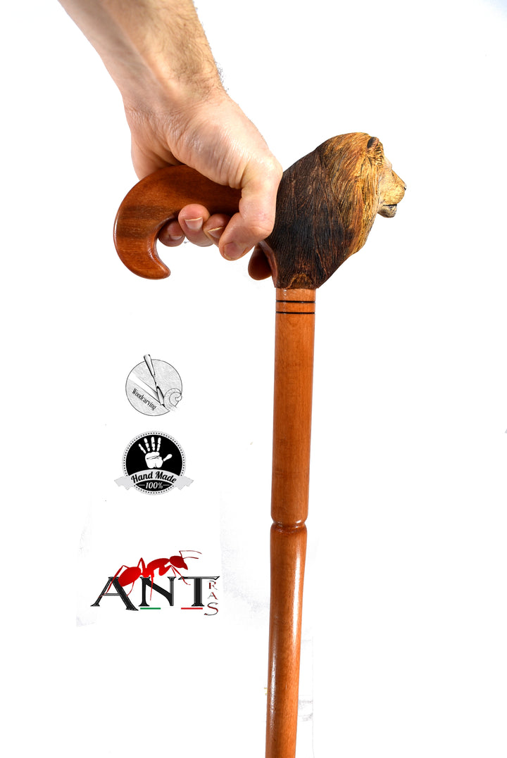 Handmade wooden walking canes lion head walking cane,custom wood gift - AntSarT 