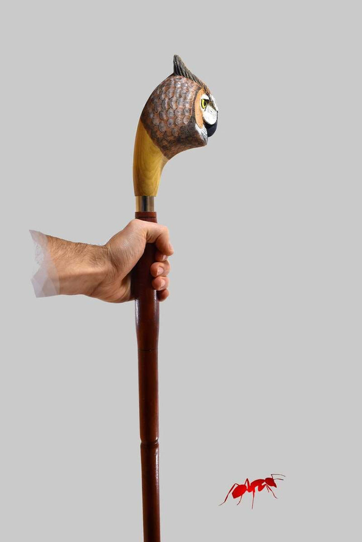 Bird head walking stick great horned owl walking stick for hiking lovers - AntSarT 