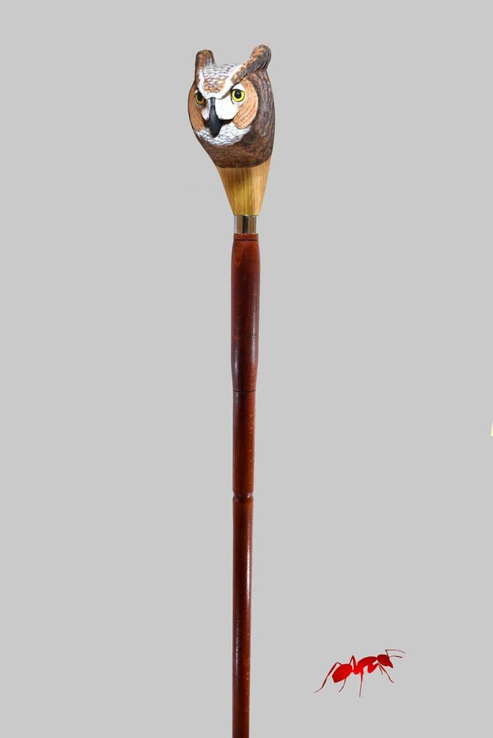 owl head walking staff