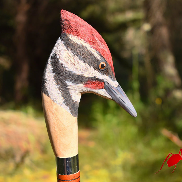 realistic woodpecker wood walking stick